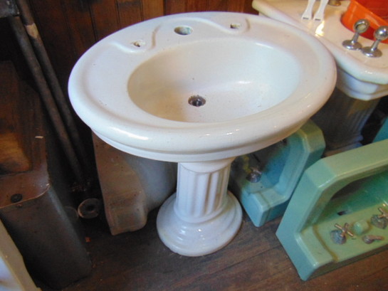 Antique Scenic Sink Bowl Salvage Victorian Undermount