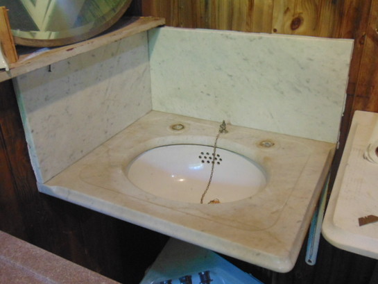 Antique Salvaged Corner Marble Sink