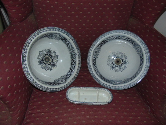 Pair of Antique Salvaged Victorian Sink Bowls Finished Top