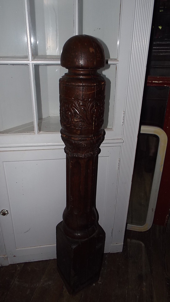 Fantastic Round Carved Newel Post Victorian