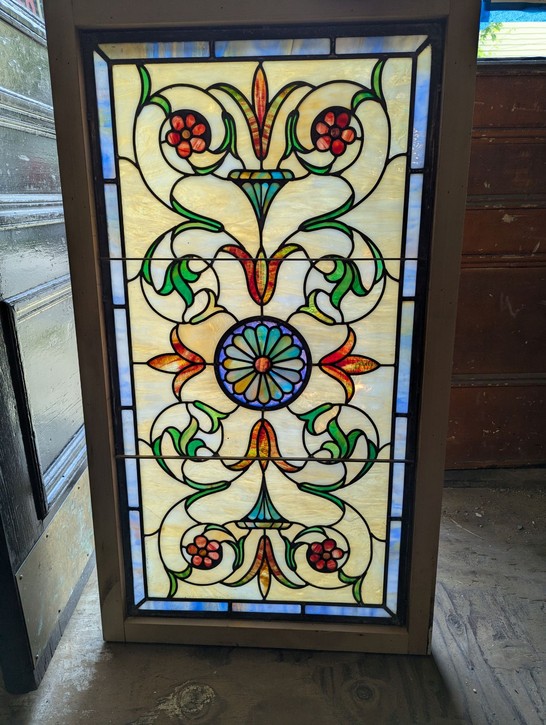 Antique Salvage English Style Stained Glass Window